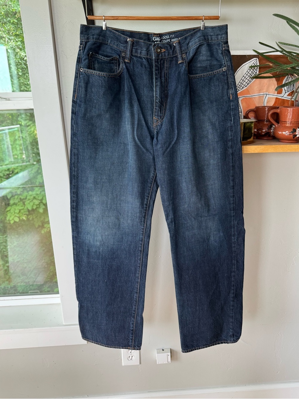 GAP Dark Blue Rinse Loose Fit Denim Jeans Size 32 x 32